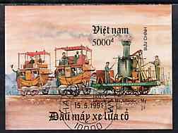 Vietnam 1991 Early Locomotives imperf m/sheet fine cto us...