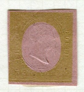 ITALY SARDINIA; 1850s-70s Imperf Essay / Colour Trial fine Mint on thick paper