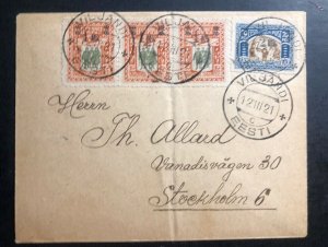 1921 Viljandi Estonia Cover To Stockholm Sweden Semi Postal Stamps Sc#B1-2