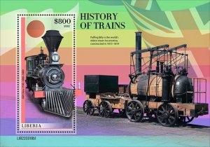 Liberia - 2022 History of Trains - Stamp Souvenir Sheet - LIB220318b1