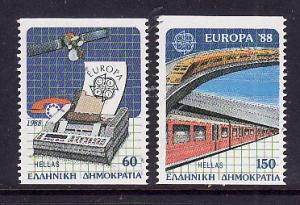 Greece-Sc#1621a-22a-Unused NH Europa set-1988-perf 14 vertical-