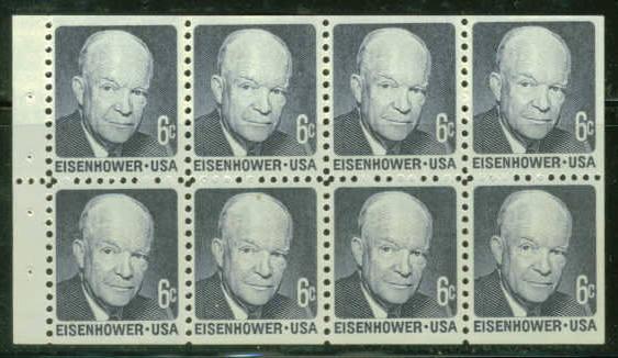 US Stamp #1393a MNH - Dwight Eisenhower Shiny Gum Pane of 8