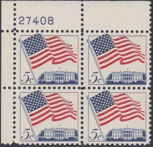 1208 Flag Plate Block MNH