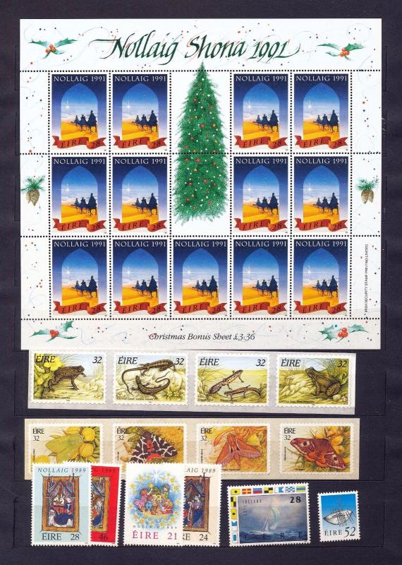 IRELAND 1988/91 Cars Flowers Dues Birds MNH (70+Stamps) Sam 840