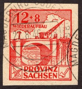1946, Germany, East Saxony 12+8pf, Used, Sc 13NB2a