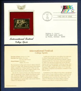 1993- University Sports - Buffalo NY  - 22Kt Gold Golden FDC Cover stamp