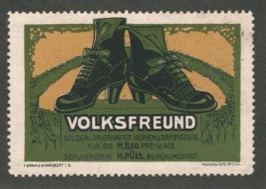 Volksfreund, Boots for Men and Women, Germany, Early Poster Stamp