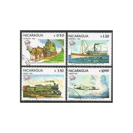 Nicaragua 1157-1158,C1005-C1006,CTO.Michel 2268-2271. UPU Membership-100.1982.