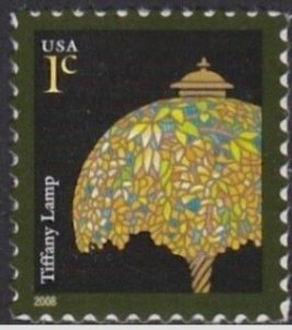 USA # 3749A  Tiffany Lamp 1c - inscribed '2008'   (1)    VF Mint