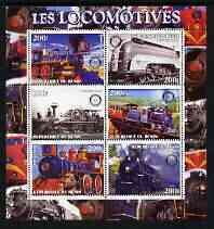 BENIN - 2003 - Steam Locos - Perf 6v Sheet - MNH - Private Issue