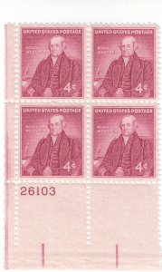 Scott # 1121 - 4c Carmine Rose - Noah Webster Issue - plate block of 4 - MNH