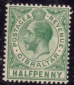 Gibraltar 1912 - 24 KGV 1/2d Blue Green MM SG 76  ( J1332 )