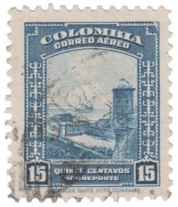 COLOMBIA AIRMAIL STAMP 1948. SCOTT # C153. USED. # 1