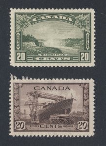 2x Canada MH VF Stamps #225-20c Niagara & #260-20c Ship Guide Value = $35.00