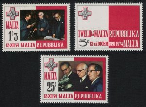 Malta Inauguration of Republic 3v 1975 MNH SG#536-538