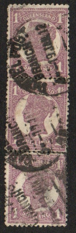 Queensland Sc #139 Used strip of 3