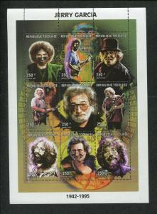 Togo Commemorative Souvenir Stamp Sheet - Musician Jerry Garcia