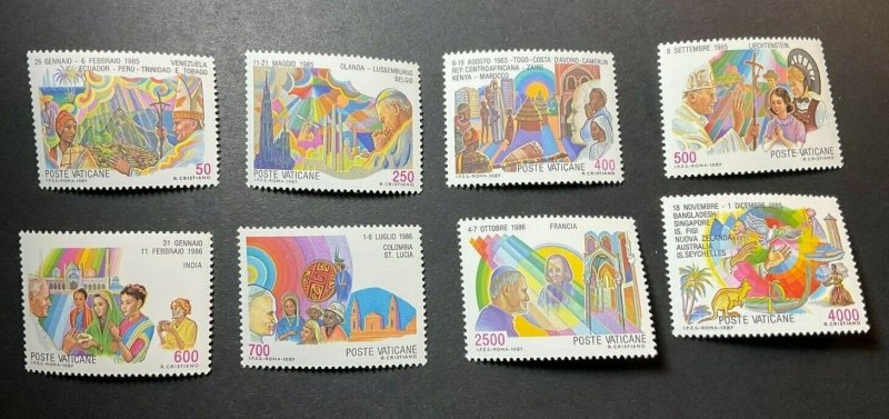 Vatican City Sc# 795-802 MNH Complete Set - 1987 JOURNEYS OF POPE JEAN PAUL II