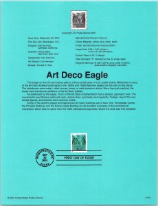 USPS SOUVENIR PAGE ART DECO EAGLE OF THE 1930s 57c 2001