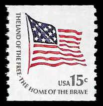 PCBstamps   US #1618C 15c Fort McHenry Flag, coil, MNH, (10)