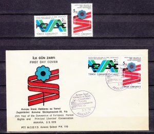 Z3890 1978 turkey human rights fdc + mnh set #b164-5