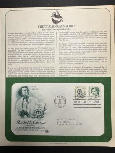 1981 Rachel L. Carson Sc 1857 FDC on PCS informative full page - frame it!