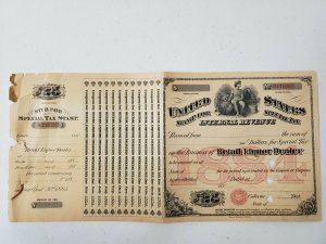 US 1884 $25 Internal Revenue Special Tax Liquor Dealer Stamp Sheet