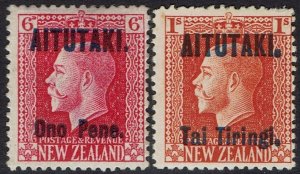 AITUTAKI 1916 KGV OVERPRINTED 6D AND 1/-