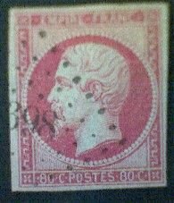 France, Scott #20, used (o), 1859, Emperor Napoléon III, 80c, rose