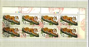 US2b Bobcat # 2482 $2.00 Plate Block of 8 used