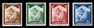 Germany #448-451 Cat$90, 1935 Return of the Saar, set of four, never hinged