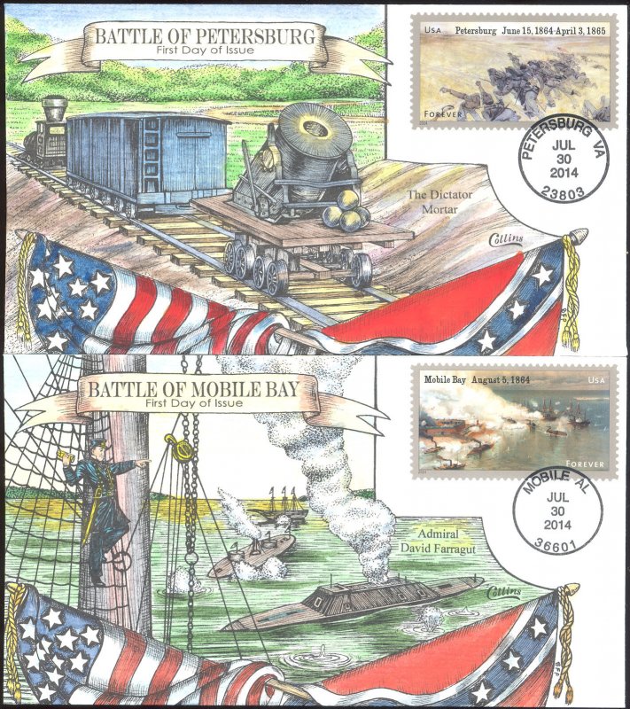 #4910-11 Civil War - 1864 Collins FDC Set