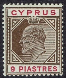 CYPRUS 1904 KEVII 9PI WMK MULTI CROWN CA