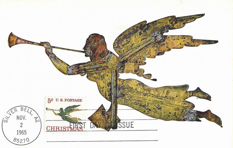 1565 FDC, #1276, 5c Christmas, postcard