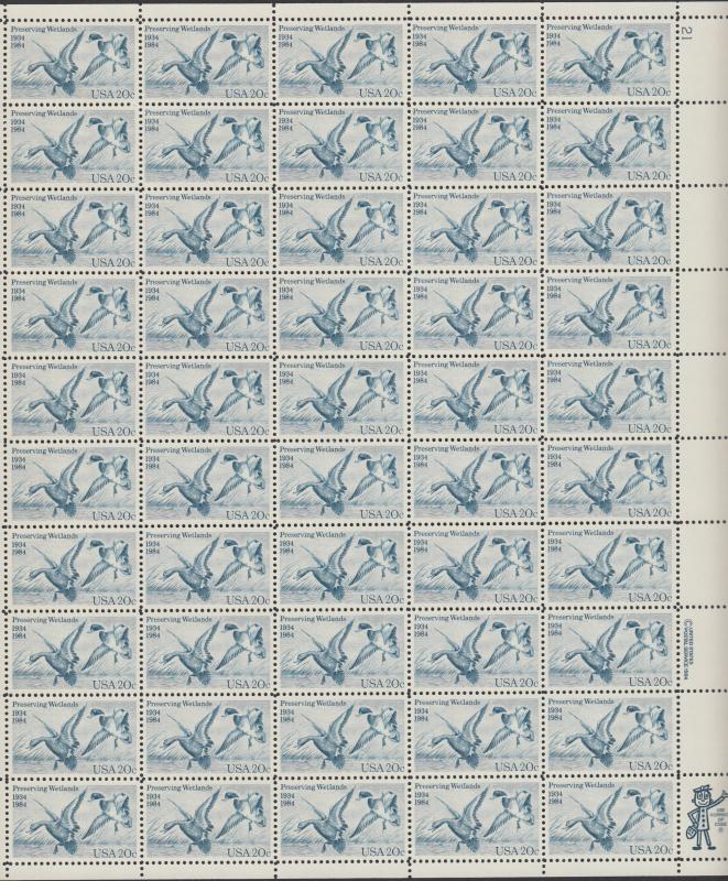 US #2092   Waterfowl Preservation  Full sheet of 50  MNH