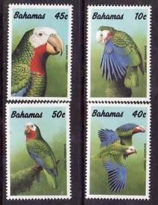 Bahamas-Sc#700-3- id9-unused NH set-Birds-Parrots-1990-