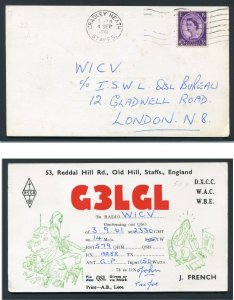 1961 Ham Radio Postcard - Cradley Heath to London, England