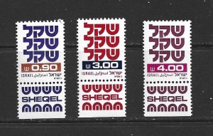 ISRAEL - 1981 SHEKELS - SCOTT 784 TO 786 - MNH