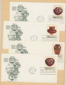 US 1706-09 1977 Pueblo Pottery FDC's 4 artmaster FDC's