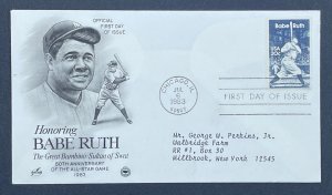 Scott 2046   FDC   Babe Ruth   Artcraft Cachet