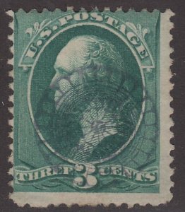 US Scott # 207 3c Washington Fancy Cancel Wheel of Fortune