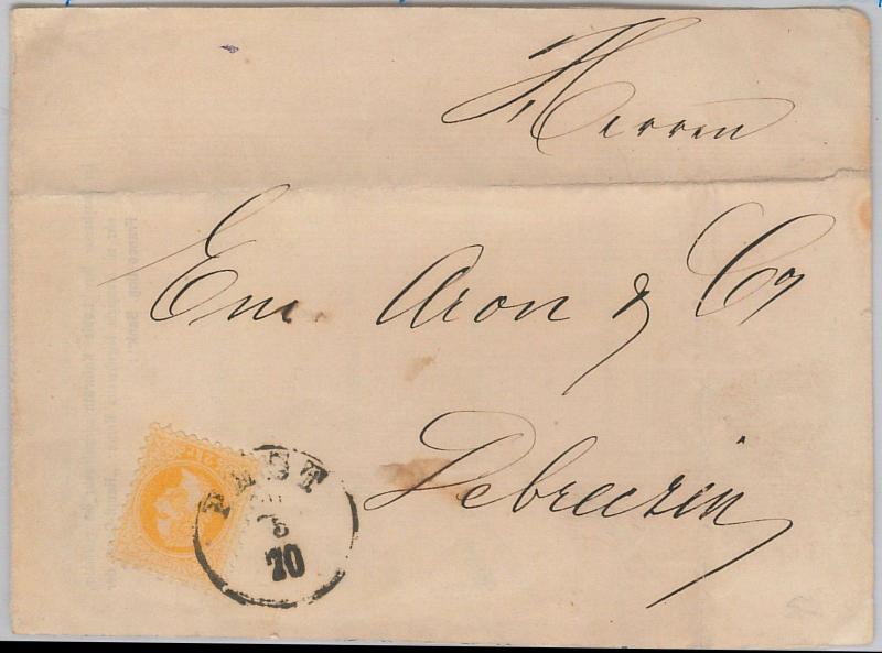 56201 -   HUNGARY / AUSTRIA  -  POSTAL HISTORY:   WRAPPER from PEST 1870