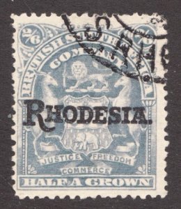 1909 Rhodesia Sc #94 - Half A Crown, overprinted Coat of Arms, Used Cv$14