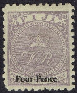 FIJI 1878 VR MONOGRAM FOUR PENCE ON 2D PERF 10