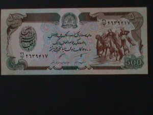 ​AFGHANISTAN- BANK OF AFGHANISTAN $500 AFGHANIS-UN-CIRCULATED-BROWN HORSES