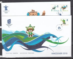 Canada Scott 2308-10 FDC - Vancouver 2010 Winter Olympic Games