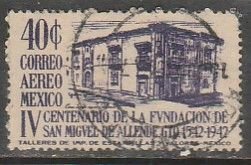 MEXICO C130, SAN MIGUEL DE ALLENDE, 400th ANNIV. SINGLE USED. F-VF. (1545)