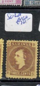SARAWAK  3C  SG 2A STOP BETWEEN 3 AND CENTS  NO GUM AS ISSUED        P0531H