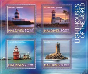 Stamps. Lighthouses 2021 year 1+1 sheets perf Maldivies