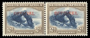 South West Africa 1947 KGVI Official 2d blue & brown MLH. SG O21. Sc O21.